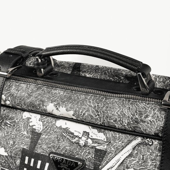 Prada AW/16 Animal Kingdom Nero & Avorio Tessuto Suitcase - Picture 8 of 16